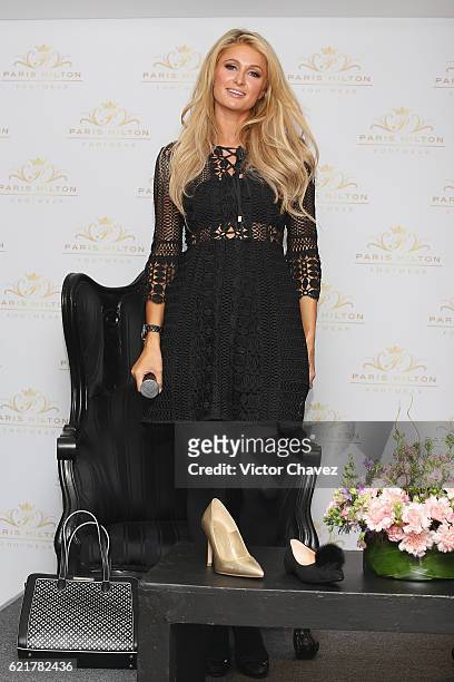 Businesswoman Paris Hilton attends a press conference to promote her new shoe collection Spring/Summer 2017 at Cipriani restaurant on November 8,...