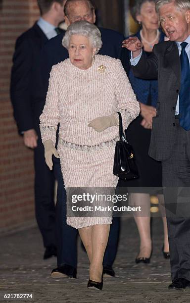 Queen Elizabeth II attends a Co-Operation Ireland Reception at Crosby Hall on November 8, 2016 in London, England. During the reception The Queen...