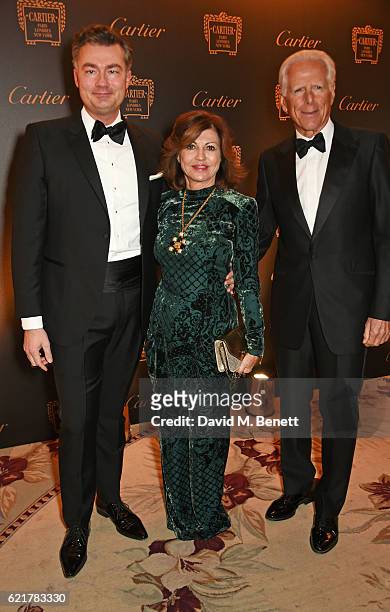 Laurent Feniou, Pilar Boxford and Michael Boxford attend The Cartier Racing Awards 2016 at The Dorchester on November 8, 2016 in London, England.