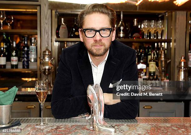 Designer Rupert Sanderson attends the launch of The Rupert Sanderson Champagne Slipper For 34 Mayfair, at 34 Mayfair on November 8, 2016 in London,...