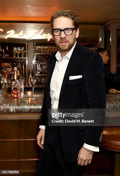 Designer Rupert Sanderson attends the launch of The Rupert Sanderson Champagne Slipper For 34 Mayfair, at 34 Mayfair on November 8, 2016 in London,...