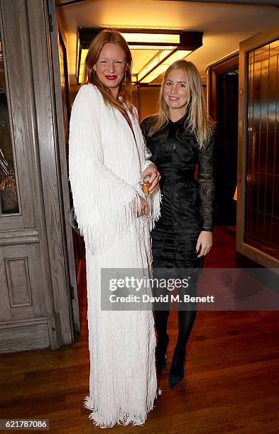 Olivia Inge and Marissa Montgomery attend the launch of The Rupert Sanderson Champagne Slipper For 34 Mayfair, at 34 Mayfair on November 8, 2016 in...