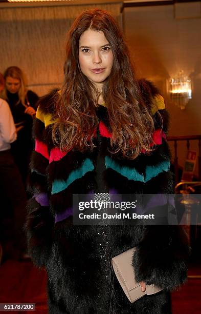 Sarah Ann Macklin attends the launch of The Rupert Sanderson Champagne Slipper For 34 Mayfair, at 34 Mayfair on November 8, 2016 in London, England.