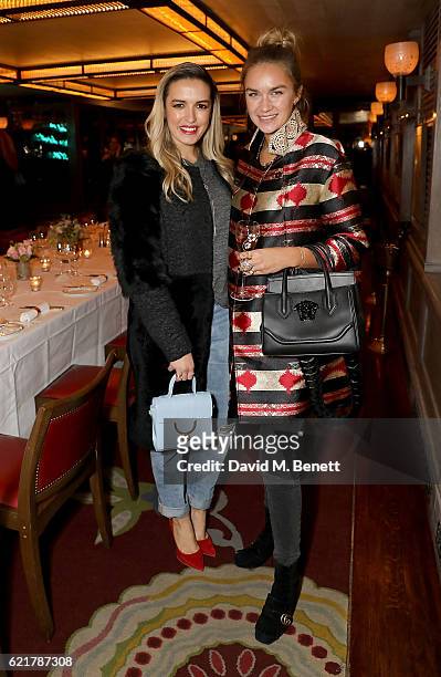 Camila Carril and Nina Suess attend the launch of The Rupert Sanderson Champagne Slipper For 34 Mayfair, at 34 Mayfair on November 8, 2016 in London,...