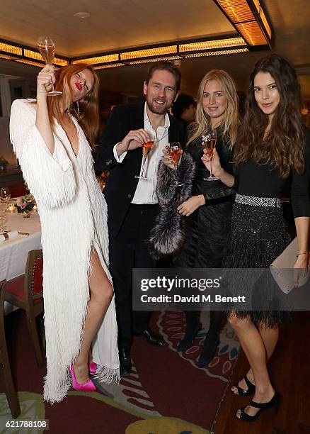 Olivia Inge, Rupert Sanderson, Marissa Montgomery and Sarah Ann Macklin attend the launch of The Rupert Sanderson Champagne Slipper For 34 Mayfair,...