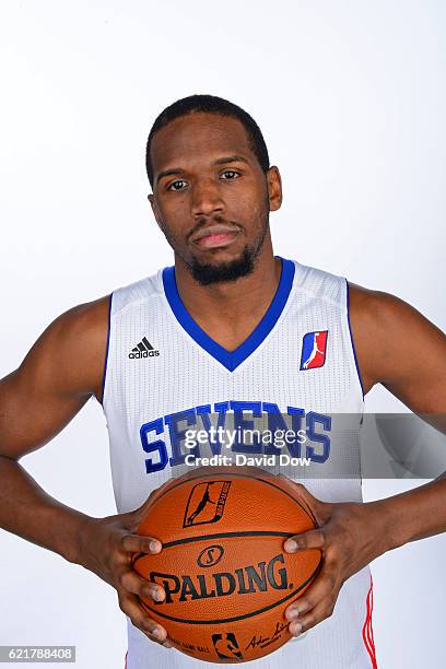 Dionte Christmas of the Delaware 87ers poses for a portrait during NBA D-League Media Day at the Bob Carpenter Center in Newark, Delaware on November...