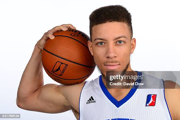 Brandon Triche of the Delaware 87ers poses for a portrait during NBA D-League Media Day at the Bob Carpenter Center in Newark, Delaware on November...