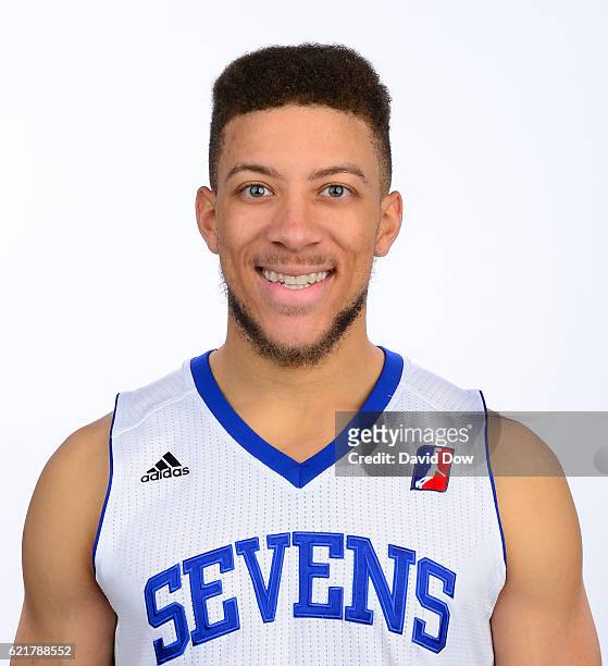 Brandon Triche of the Delaware 87ers poses for a head shot during NBA D-League Media Day at the Bob Carpenter Center in Newark, Delaware on November...