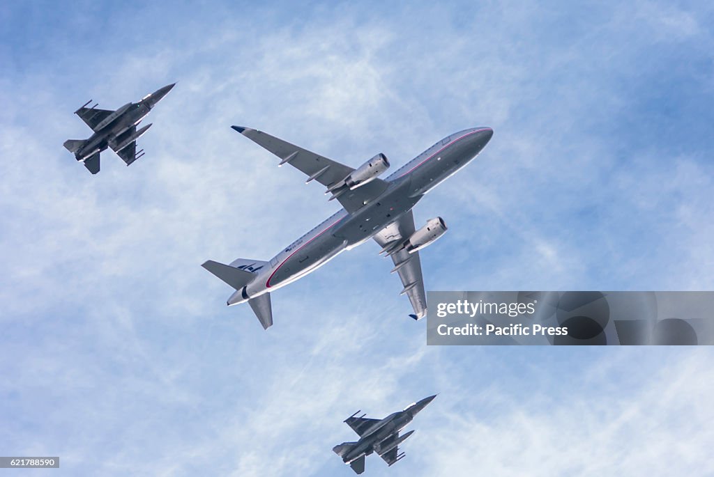 A pair of Hellenic Air Force F-16 block 52 Fighting Falcon,...