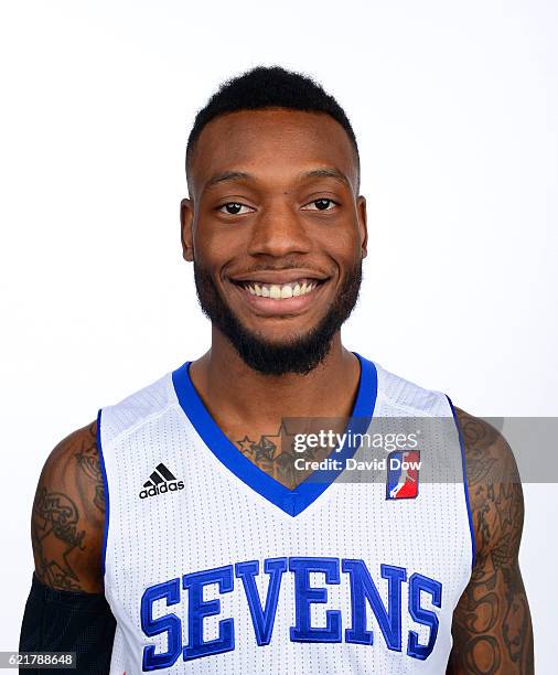 Naadir Tharpe of the Delaware 87ers poses for a head shot during NBA D-League Media Day at the Bob Carpenter Center in Newark, Delaware on November...