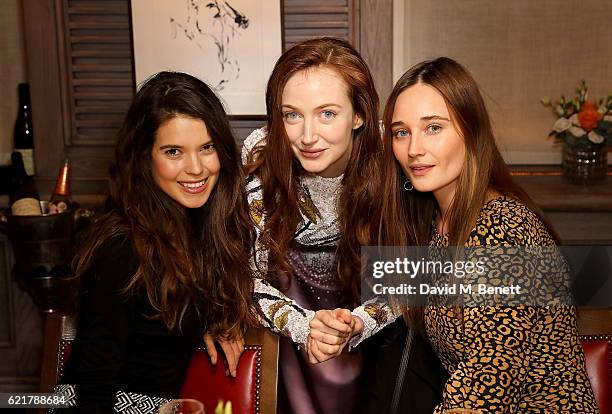 Sarah Ann Macklin, Olivia Grant and Erin Fee attend the launch of The Rupert Sanderson Champagne Slipper For 34 Mayfair, at 34 Mayfair on November 8,...