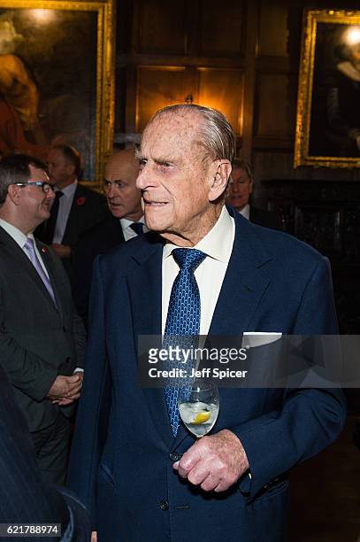 Prince Philip, Duke of Edinburgh, attends a Co-Operation Ireland Reception at Crosby Hall on November 8, 2016 in London, England. During the...
