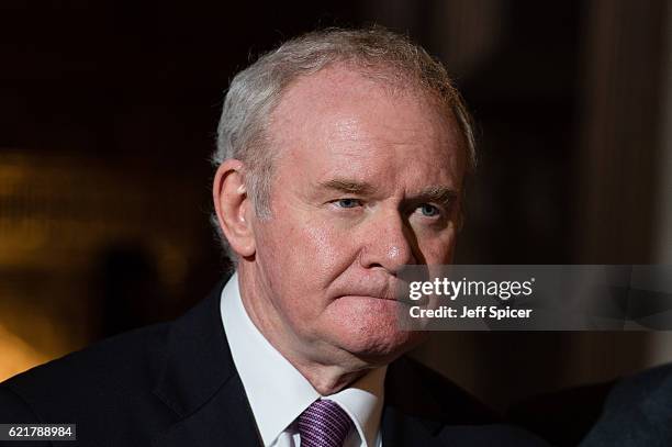 Martin McGuinness attends a Co-Operation Ireland Reception at Crosby Hall on November 8, 2016 in London, England. During the reception The Queen...