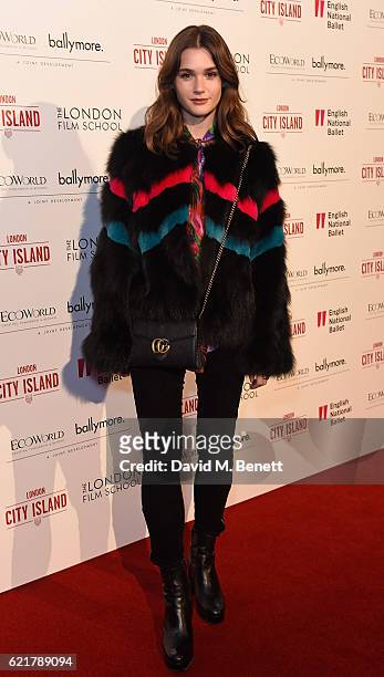 Sai Bennett attends the opening of London City Island, the capital's new cultural neighbourhood on November 8, 2016 in London, United Kingdom.