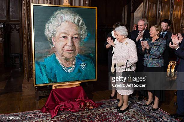 Queen Elizabeth II, Martin McGuinness, Deputy First Minister of Northern Ireland, and Frances Fitzgerald, Minister of Justice and Equality Gov of...