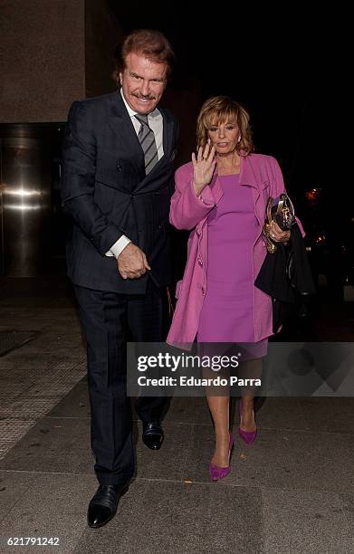 Edmundo Arrocet Von Lohse AKA Bigote Arrocet and Maria Teresa Campos, attend the Carmen Borrego birthday party on November 8, 2016 in Madrid, Spain.