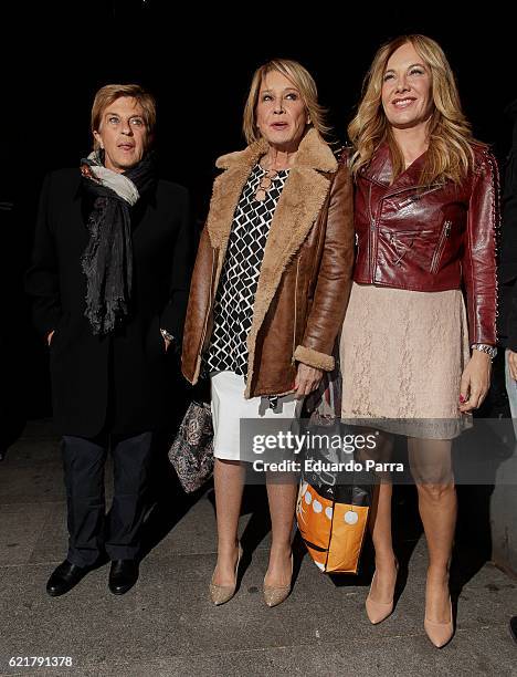 Mila Ximenez , Belen Rodriguez and Chelo Garcia Cortes attend the Carmen Borrego birthday party on November 8, 2016 in Madrid, Spain.