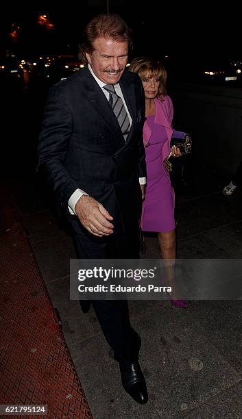 Edmundo Arrocet Von Lohse AKA Bigote Arrocet and Maria Teresa Campos, attend the Carmen Borrego birthday party on November 8, 2016 in Madrid, Spain.