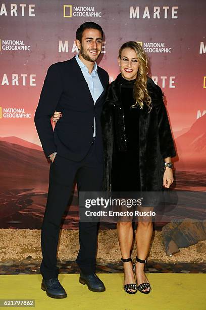 Giovanni Tocci and Tania Cagnotto attend the premiere of 'Marte' at The Space Moderno on November 8, 2016 in Rome, Italy.