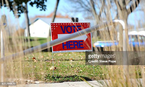Voters head to the polling place on November 8, 2016 in Panora, Iowa. Americans today will choose between Republican presidential candidate Donald...