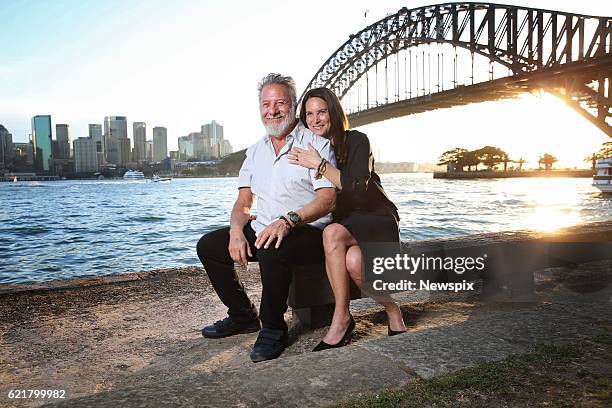 Actor Dustin Hoffman and Lisa Hoffman pose during a photo shoot in Sydney, New South Wales.