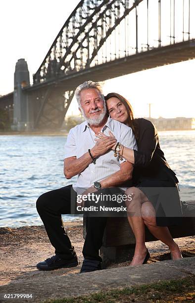 Actor Dustin Hoffman and Lisa Hoffman pose during a photo shoot in Sydney, New South Wales.