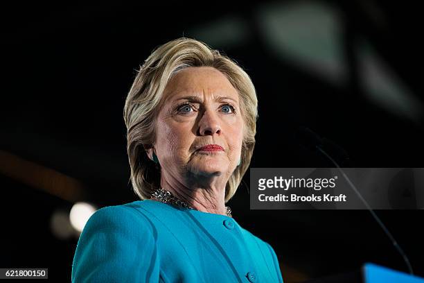 Democratic presidential nominee Hillary Clinton appears at a campaign rally, November 6, 2016 in Manchester, New Hampshire.