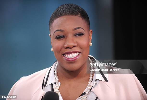Commentator on CNN Symone Sanders speaks during MTV News Election Night: "The People's Playhouse" at MTV Studios on November 8, 2016 in New York City.