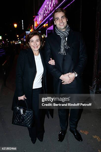 Son of Yves Montand, Valentin Livi and his mother Carole Amiel attend Louis-Michel Colla, the Director of the "Theatre de la Gaite Montparnasse",...