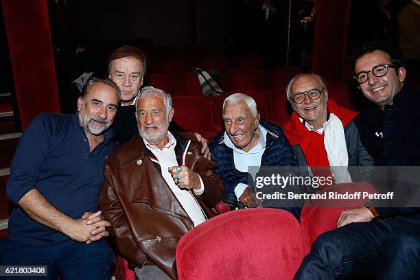 Actor Antoine Dulery, journalist Daniel Lauclair, actors Jean-Paul Belmondo, Charles Gerard, Christian Brincourt and Cyrille Eldin attend...