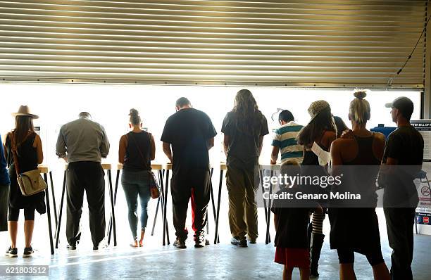 People cast their votes at the Los Angeles County Fire Department Lifeguard Operations in Venice on November 5, 2016.