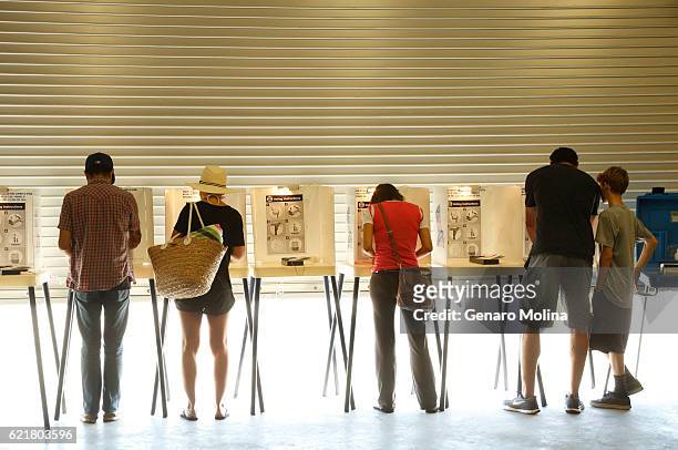 People cast their votes at the Los Angeles County Fire Department Lifeguard Operations in Venice on November 5, 2016.