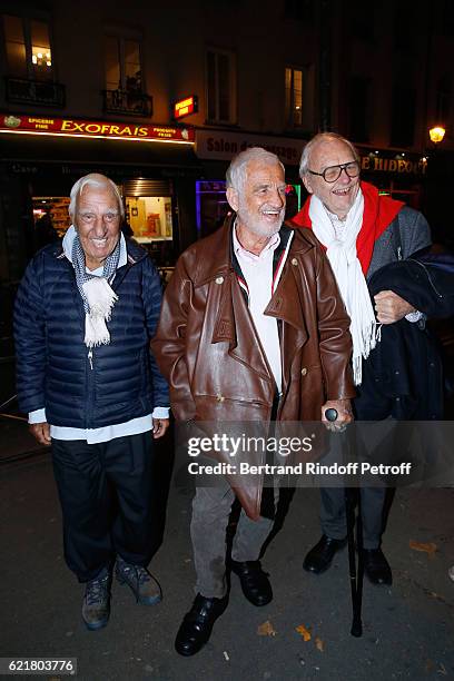 Charles Gerard, Jean-Paul Belmondo and Christian Brincourt attend Louis-Michel Colla, the Director of the "Theatre de la Gaite Montparnasse",...