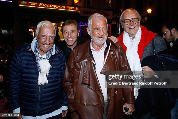 Charles Gerard, Louis-Michel Colla, Jean-Paul Belmondo and Christian Brincourt attend Louis-Michel Colla, the Director of the "Theatre de la Gaite...