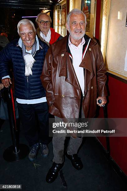 Charles Gerard, Christian Brincourt and Jean-Paul Belmondo attend Louis-Michel Colla, the Director of the "Theatre de la Gaite Montparnasse",...