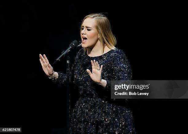 Adele performs in concert at the Toyota Center on November 8, 2016 in Houston, Texas.