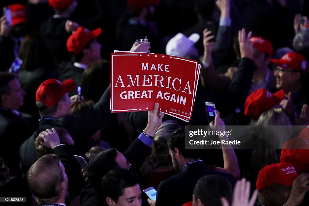 Republican Presidential Nominee Donald Trump Holds Election Night Event In New York City