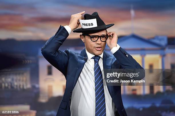 Trevor Noah hosts "The Daily Show with Trevor Noah" LIVE one-hour Democalypse 2016 Election Night special on November 8, 2016 in New York City.