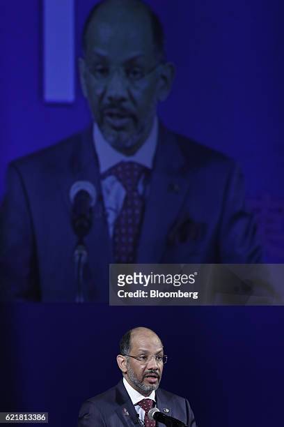 Mohammad Ghazi Al-Mutairi, chief executive officer of Kuwait National Petroleum Co. , speaks during the 18th Nikkei Global Management Forum in Tokyo,...
