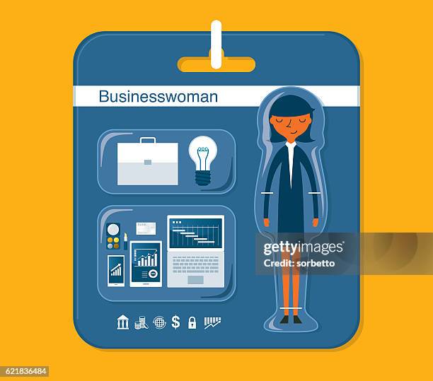 businesswoman set - credit card mockup stock illustrations