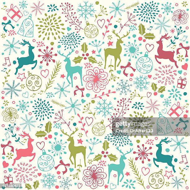 christmas and new year pattern - music notes background stock illustrations