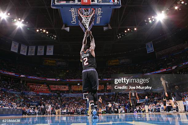 Eric Bledsoe of the Phoenix Suns looks on during the game against the Oklahoma City Thunder on October 28, 2016 at the Chesapeake Energy Arena in...