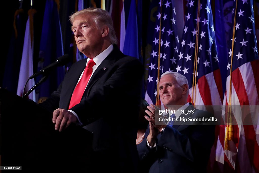 Republican Presidential Nominee Donald Trump Holds Election Night Event In New York City