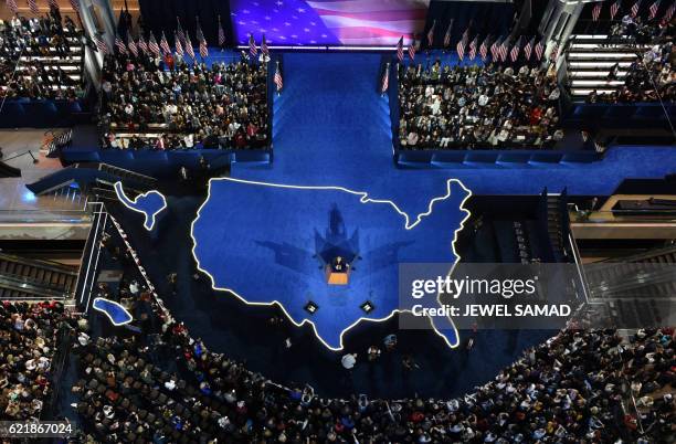 Democratic presidential nominee Hillary Clinton's campaign manger John Podesta speaks during election night at the Jacob K. Javits Convention Center...