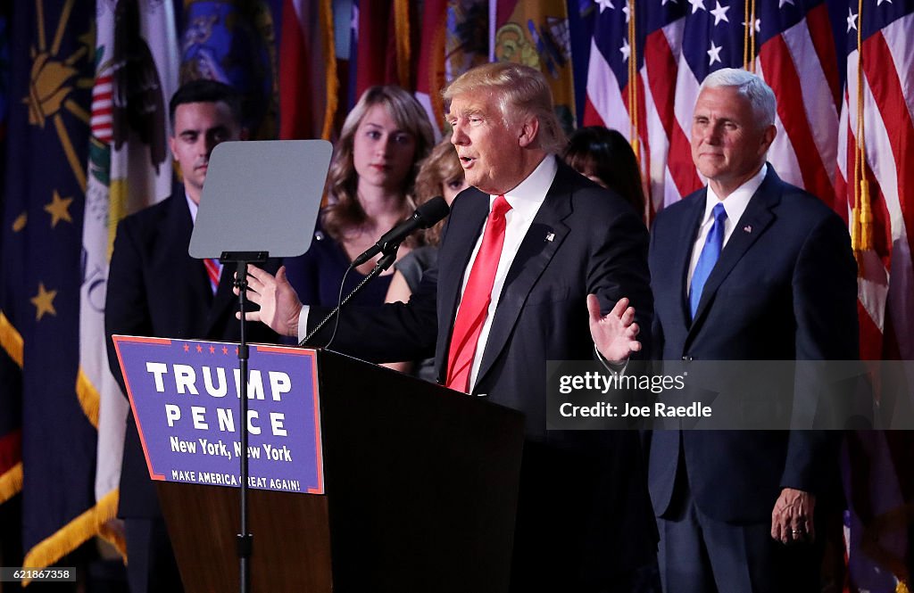 Republican Presidential Nominee Donald Trump Holds Election Night Event In New York City