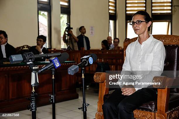 Australian Sarah Connor sits in a court room during her first trial at Denpasar court on November 9, 2016 in Denpasar, Bali, Indonesia. Australian...