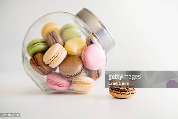 colourful macaroons - cookies jar stock pictures, royalty-free photos & images