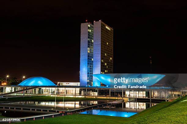 palace of congress the night, brasilia, brazil. - ao ar livre bildbanksfoton och bilder