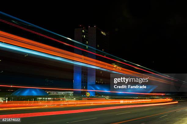 palace of congress the night, brasilia, brazil. - ao ar livre bildbanksfoton och bilder