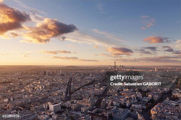 paris last light from montparnasse - triumphal arch stock pictures, royalty-free photos & images